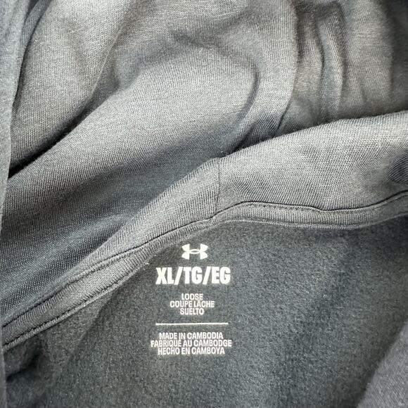 Under Armour Project Rock Hoodie Mens XL Black Rival Fleece Pullover Logo Back - Picture 8 of 14